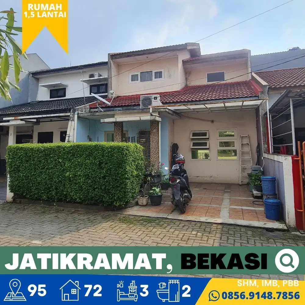 Rumah dijual 1,5 Lantai jalan Ratna, Bekasi dekat ke LRT Cikunir 1,SHM