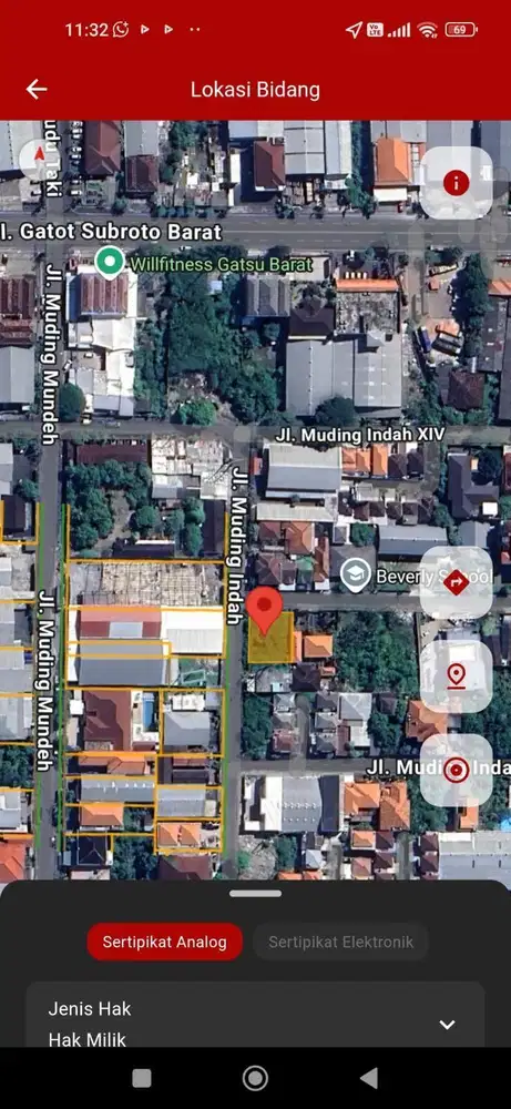 Tanah dg luas 400m2 di jl muding indah denpasar barat