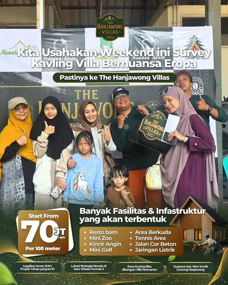 Dijual tanah murah legalitas SHM View  estetik gunung HANJAWONG villas