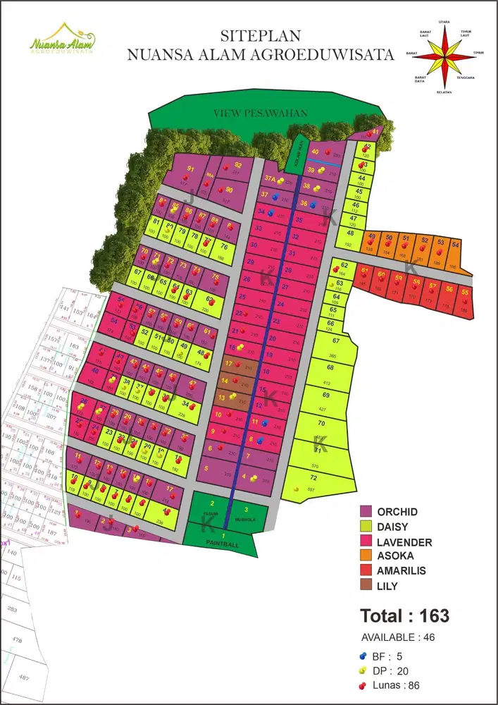 Tanah estetik dijual murah pemandangan pegunungan dan persawahan asri