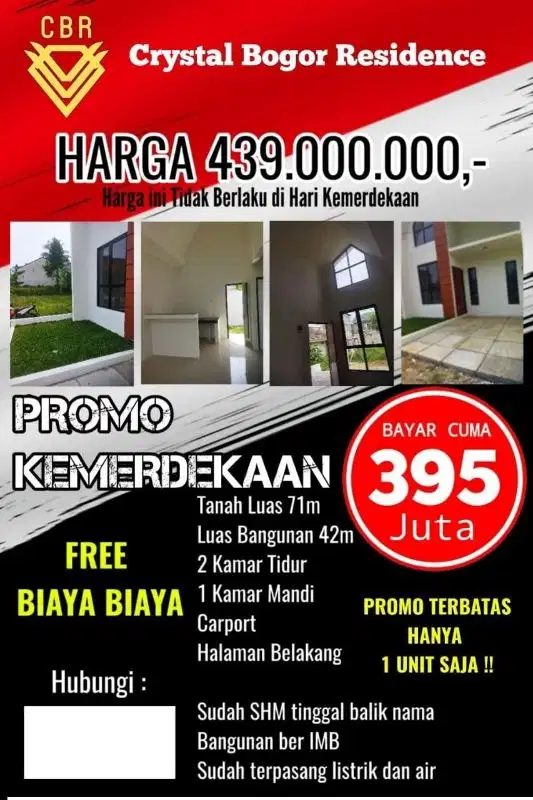 Rumah Asri Dekat Akses Tol Harga Murah Pol