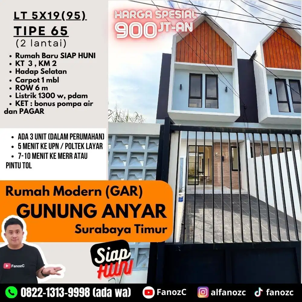 jual rumah surabaya, rumah gunung anyar, rumah modern, rumah siap huni