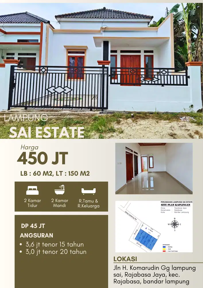 RUMAH MINIMALIS MODERN DI RAJABASA DEKAT KAMPUS UNILA CUKUP 5 JT AJA