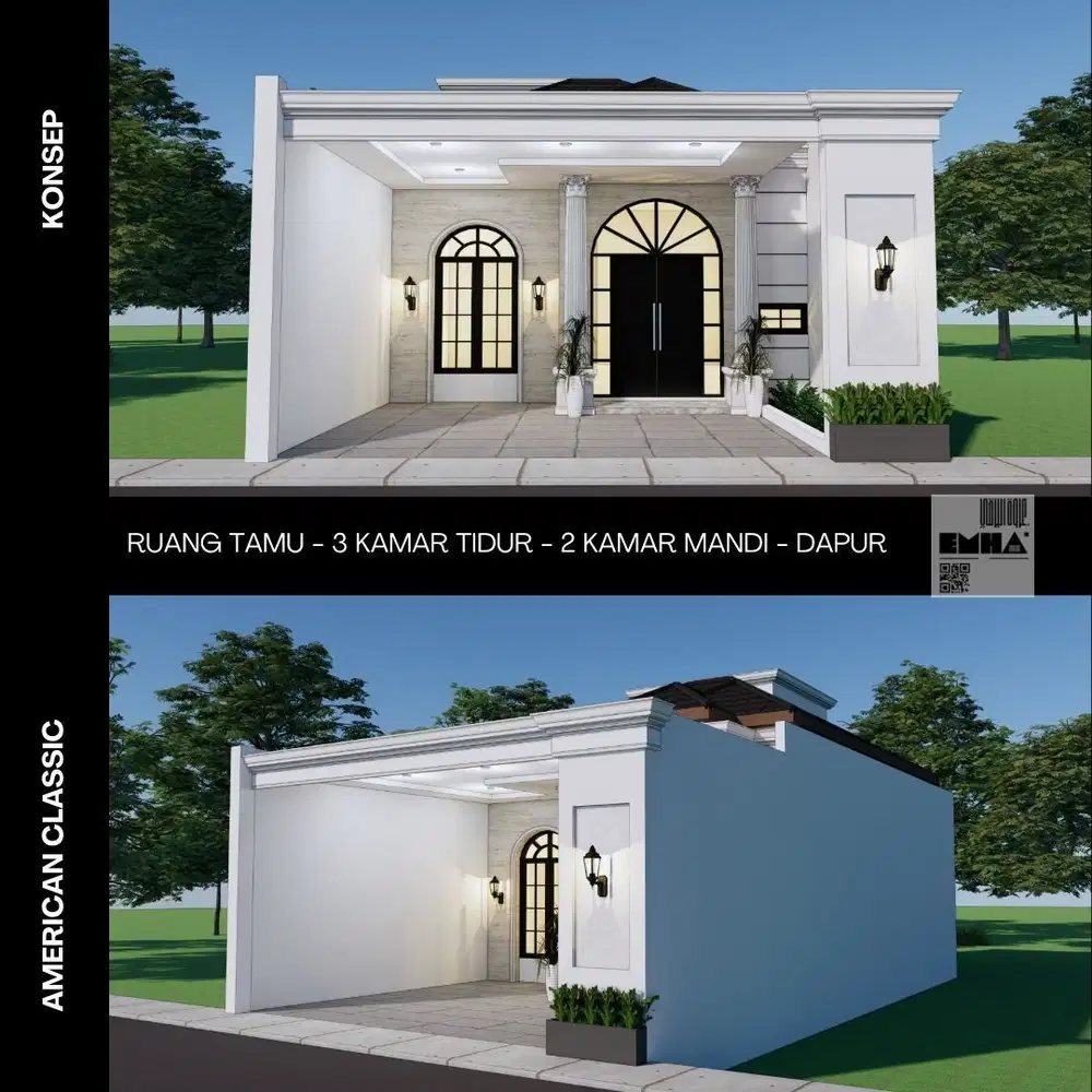 Rumah Modern American Classic Sawojajar 4 Menit Kampus UM 2 Malang