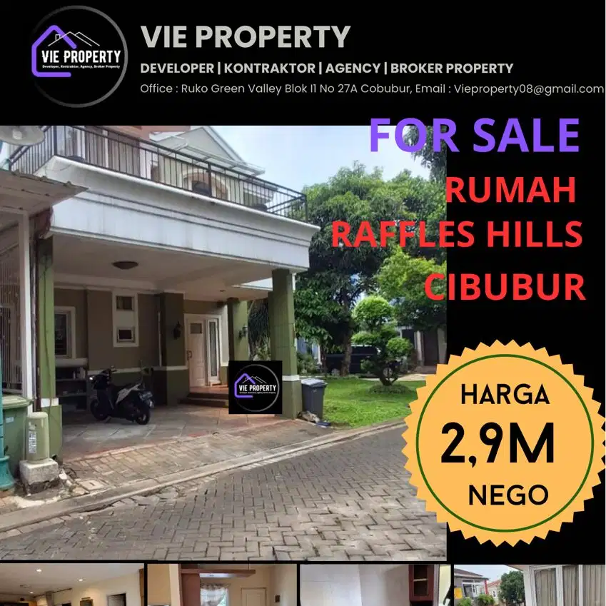 Rumah Raffles Hills Cibubur Posisi Hook LT 200m2 Semi Furnished