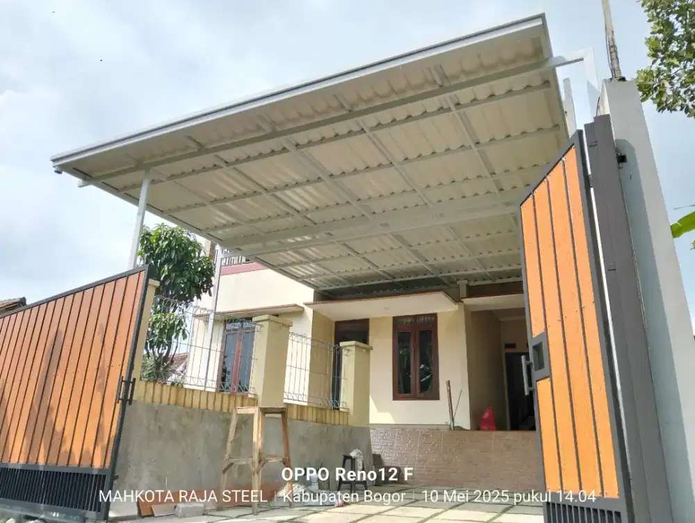 Kanopi rangka minimalis modern idaman atap alderon pvc