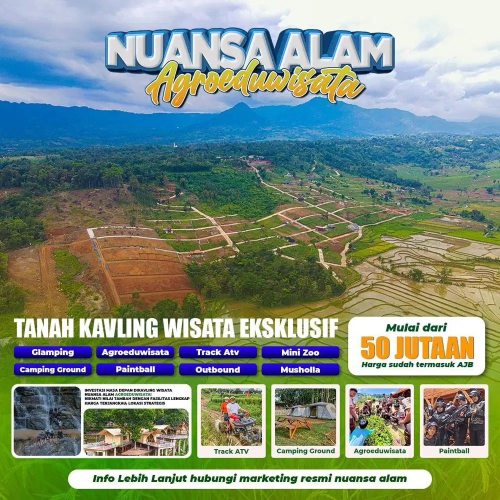 Tanah kavling murah pemandangan pegunungan dan persawahan estetik