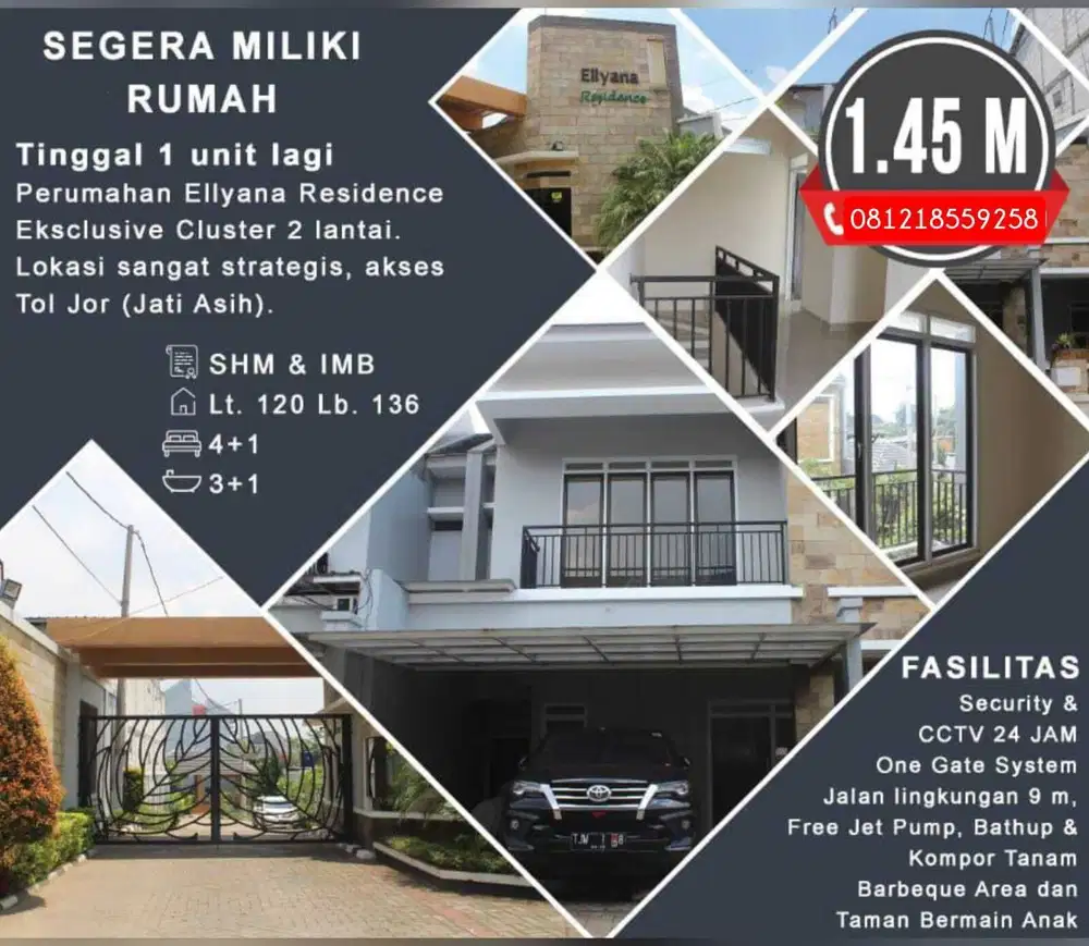 Rumah 2 Lantai Cluster strategis akses tol Jor Jatiasih Bekasi