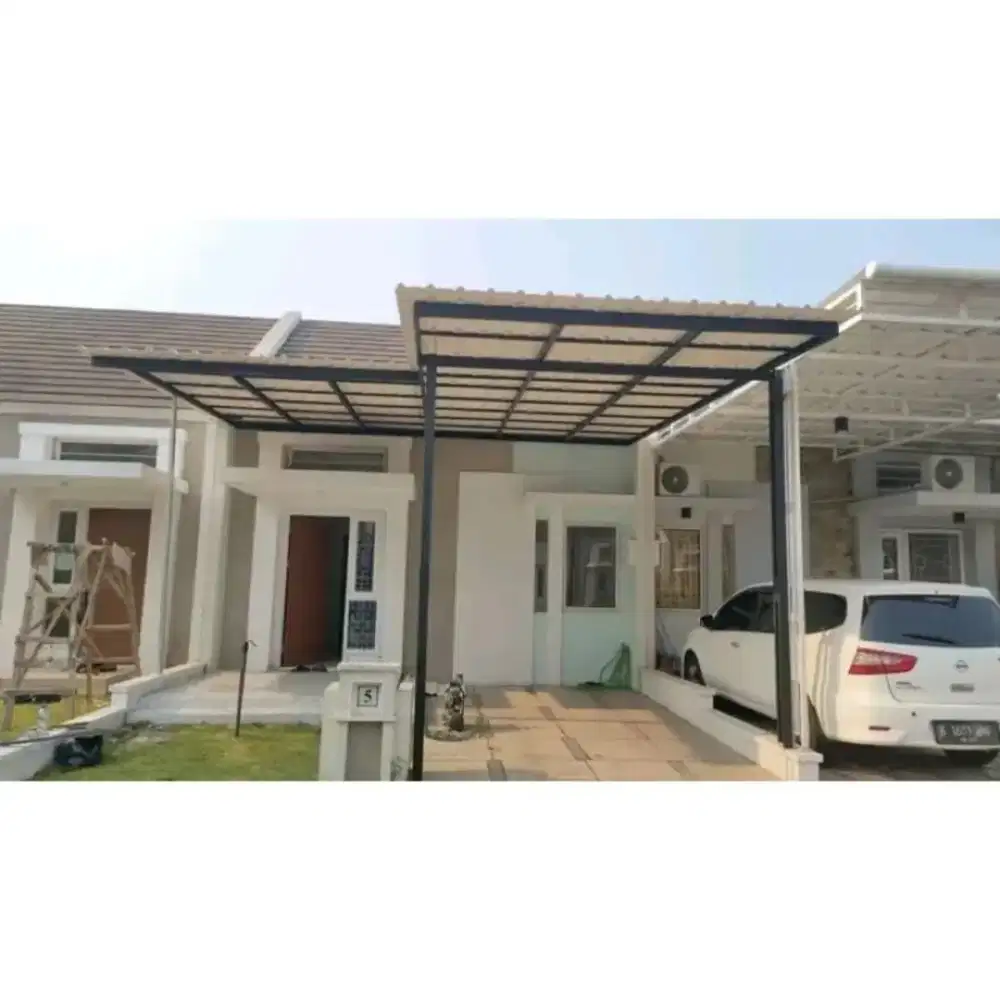 Kanopi baja ringan murah tiang V murah terpasang