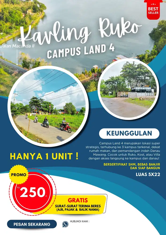 Dijual Kavling Untuk Kost, Villa Atau Ruko View Danau Mawang Gowa