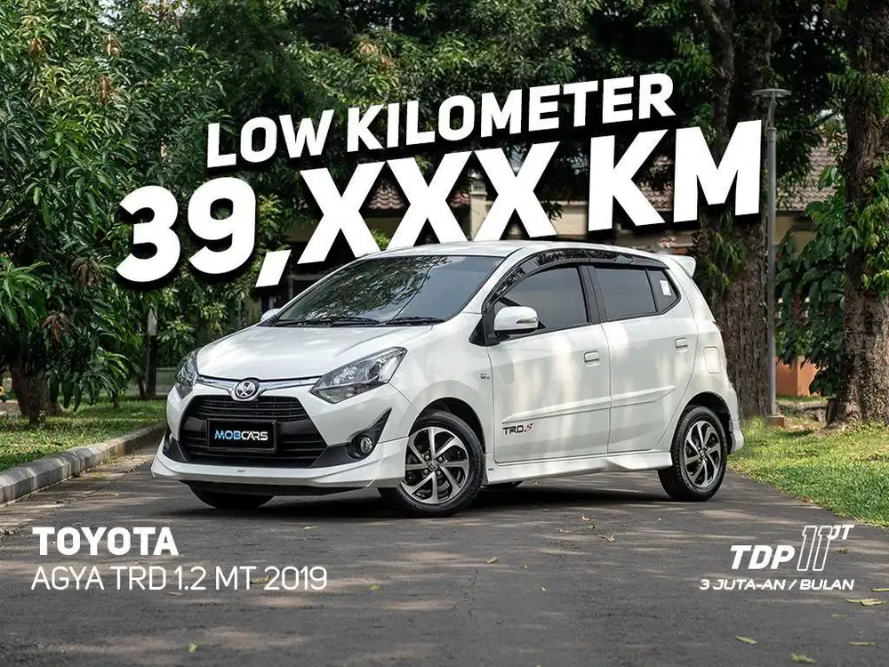 [ KM LOW ] TOYOTA AGYA TRD 1.2 MT 2019 PUTIH MOBCARS