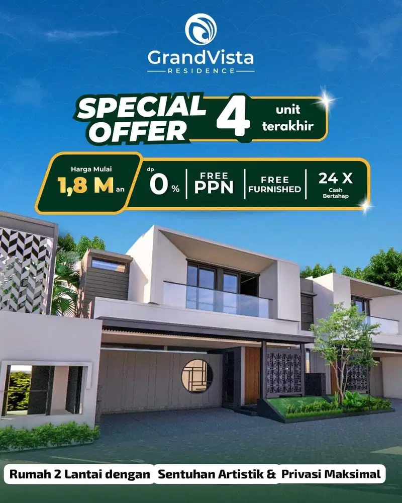 Rumah 2 Lantai Bergaya Jepang di Tlogoadi Mlati Sleman Yogyakarta