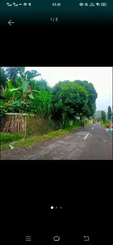 Tanah poros/jalan raya arah taman safari luas 240m ada sumber airnya