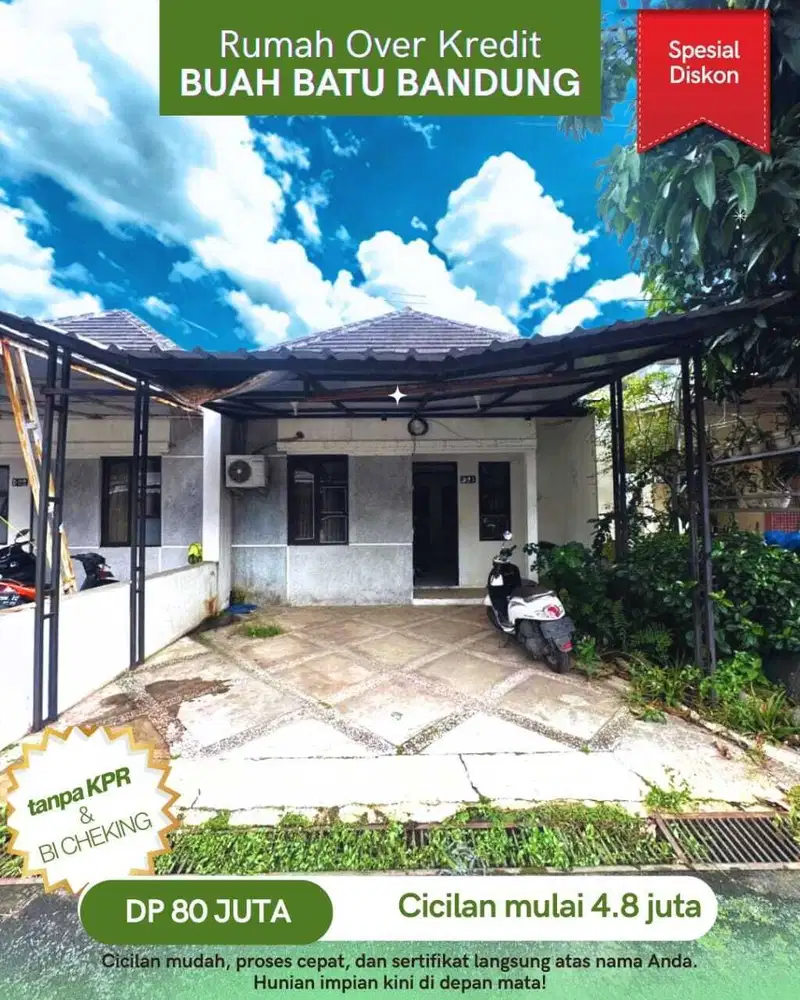 Rumah Oper Kredit bandung Buah Batu dkt Universitas Telkom Podomoro