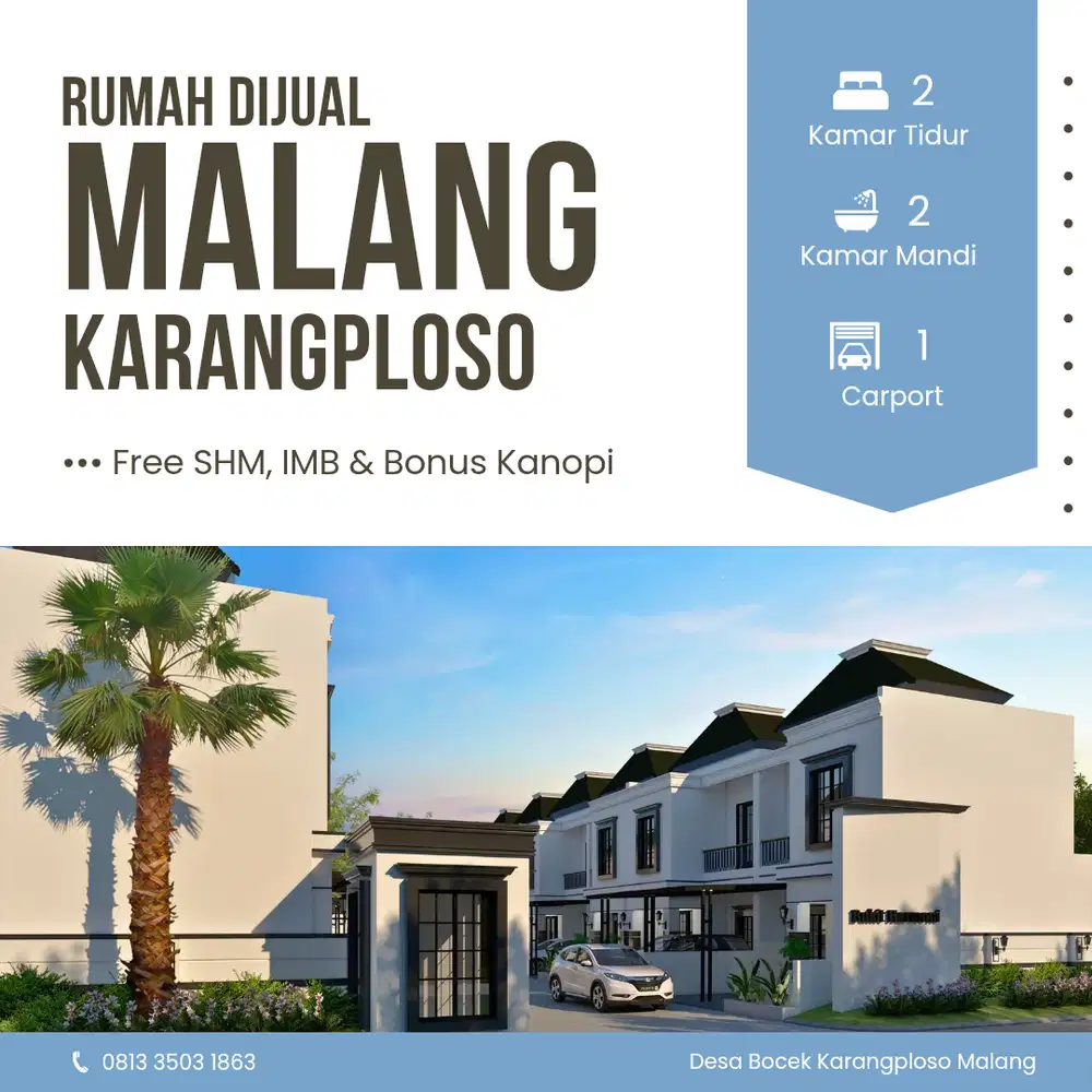 Rumah 2 Kamar Desa Bocek Karangploso Malang