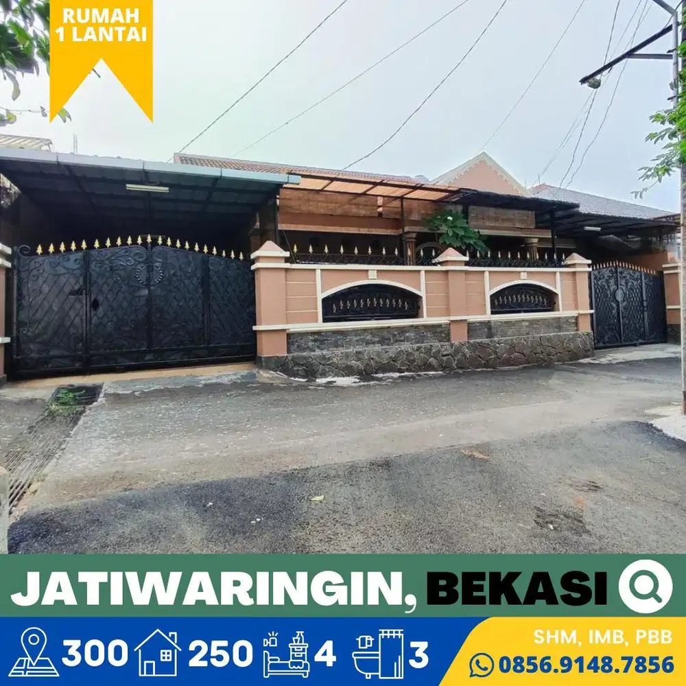 Rumah dijual Murah, LT 300, Jatiwaringin, Bekasi, 8 menit LRT Jatibening