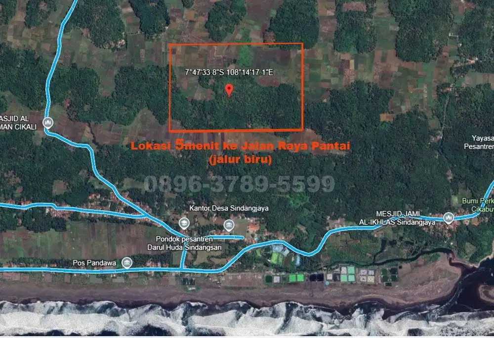 Tanah 4Ha Dekat Pantai - 5 mnit ke Jl.Raya Pantai Cikalong Tasikmalaya