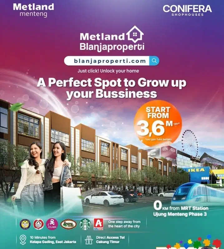 Ruko Metland Menteng depan sekolah Johns Paul Jakarta Timur