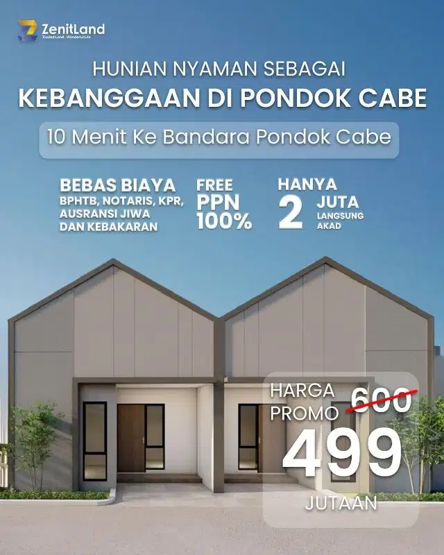 Hanya 499jt, Lokasi strategis pinggir jalan dekat pondok cabe
