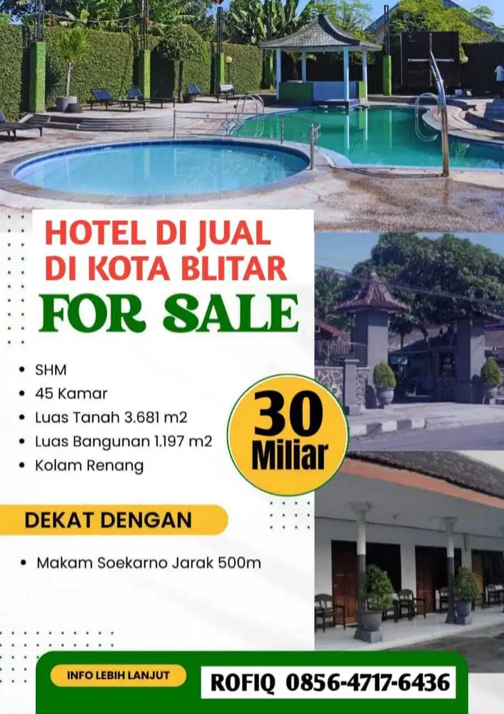 Di JUAL Hotel di Kota Blitar di Kawasan wisata makam Bung Karno