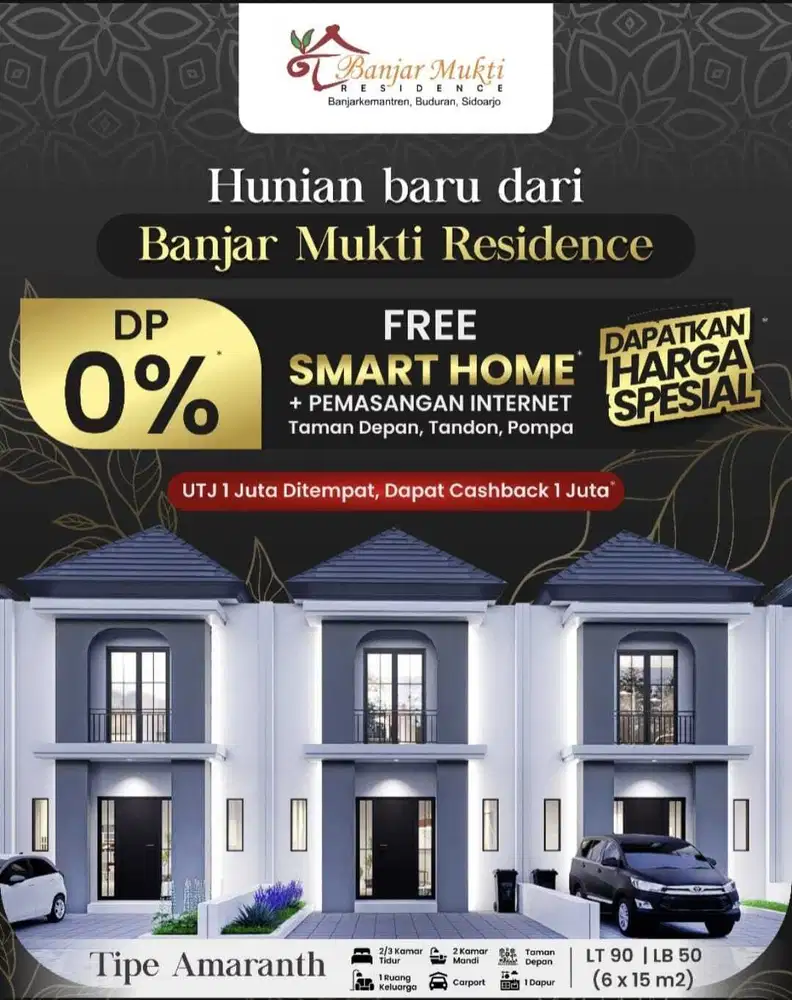 rumah banjarmukti sidoarjo new type 2 lantai tanpa DP