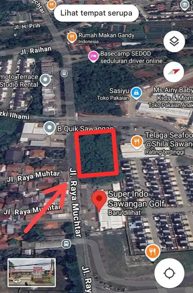 Tanah pinggir jalan raya Bojong sari sawangan baru