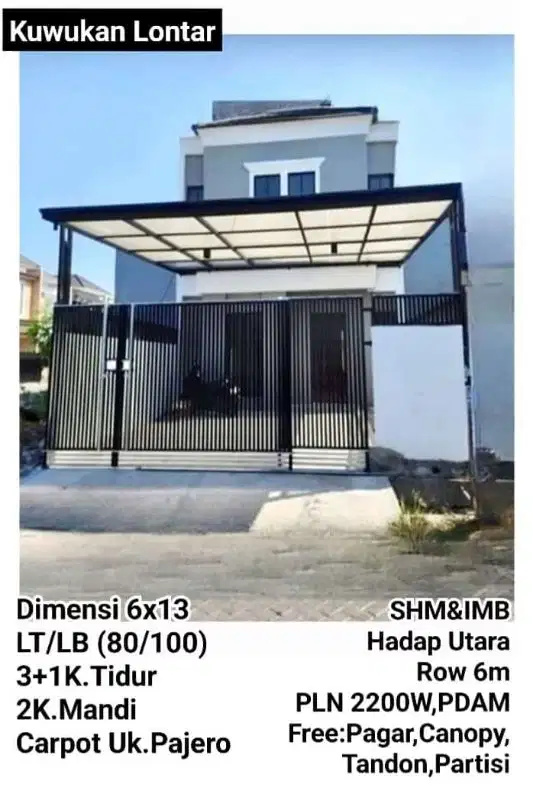 RUMAH MEWAH 2,5 LANTAI DI KUWUKAN LONTAR GRAHA NATURA SURABAYA BARAT