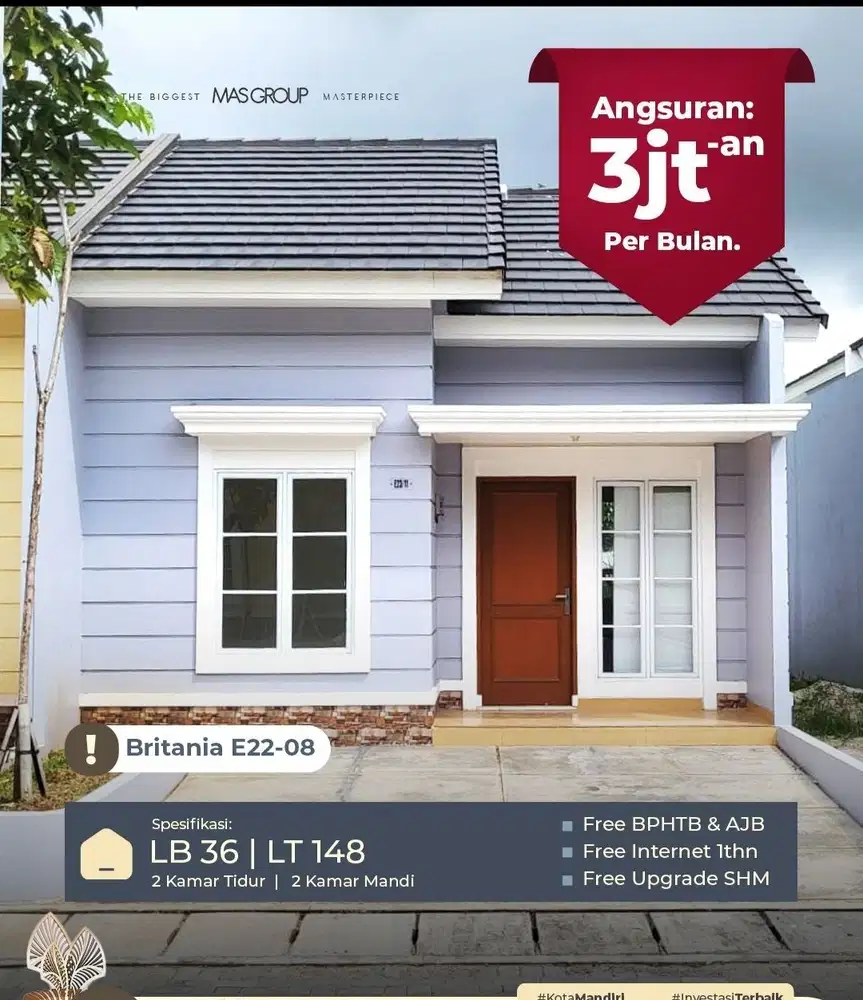 Jual Rumah Ready Siap huni Hook 1 Lantai Cluster Britania Kota Sutera