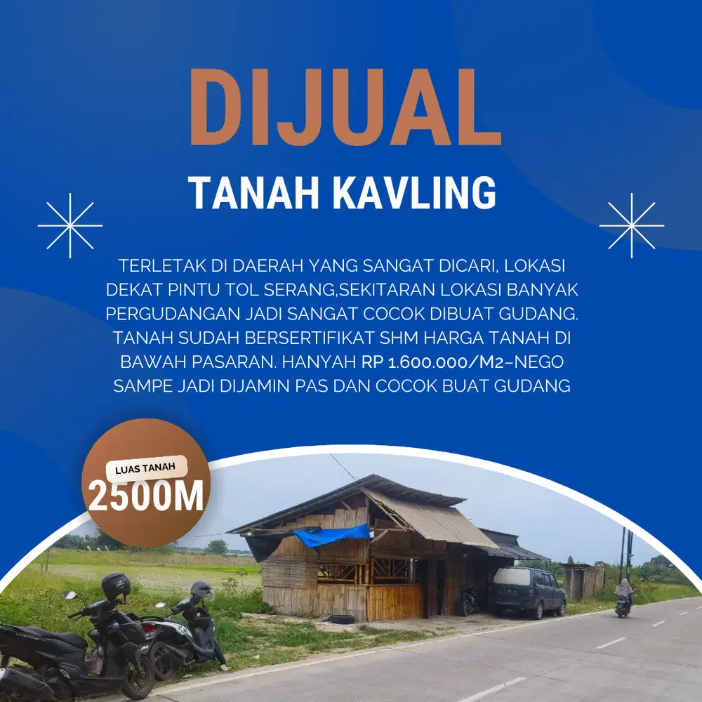 TANAH KAVLING 2500M2 KOTA SERANG COCOK BUAT GUDANG