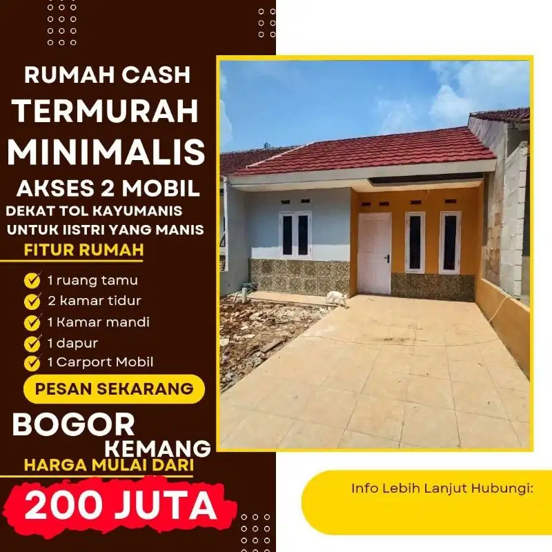 Rumah Kios Cocok Untuk Usaha, Akses 2 Mobil dekat akses Tol