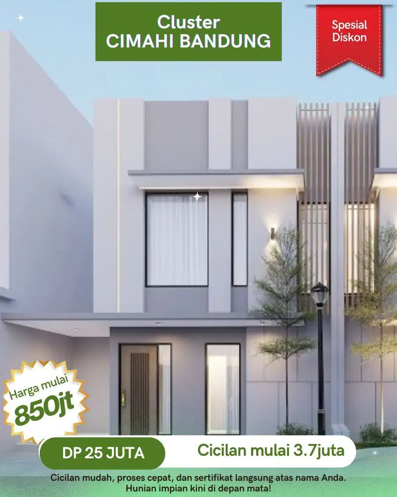 Rumah di cimahi dkt Pemkot Tol baros cipageran bandung unjani univ.