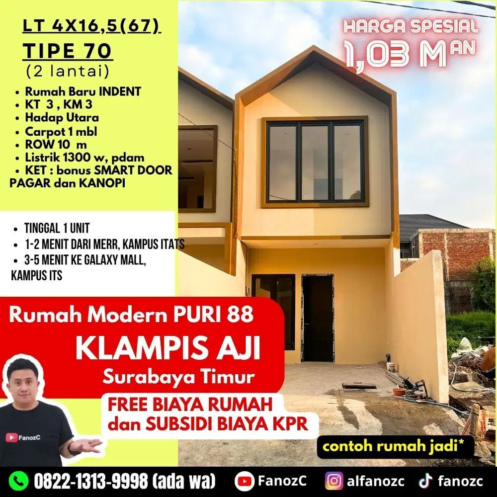 jual rumah surabaya, puri 88 klampis, rumah minimalis modern