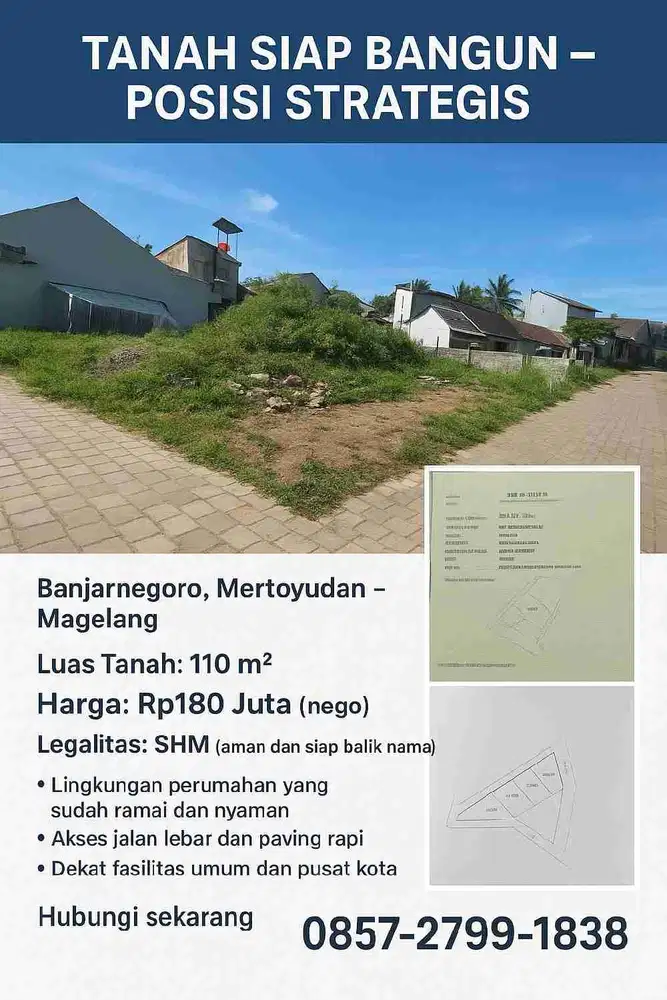 TANAH HOOK STRATEGIS 110M PERUM PANORAMA MERTOYUDAN