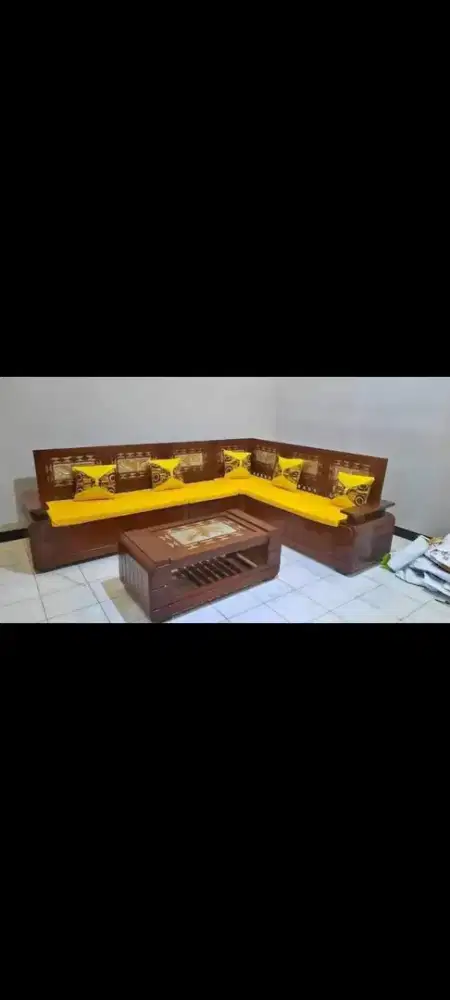 Kursi sudut minimalis ukir jati Jepara