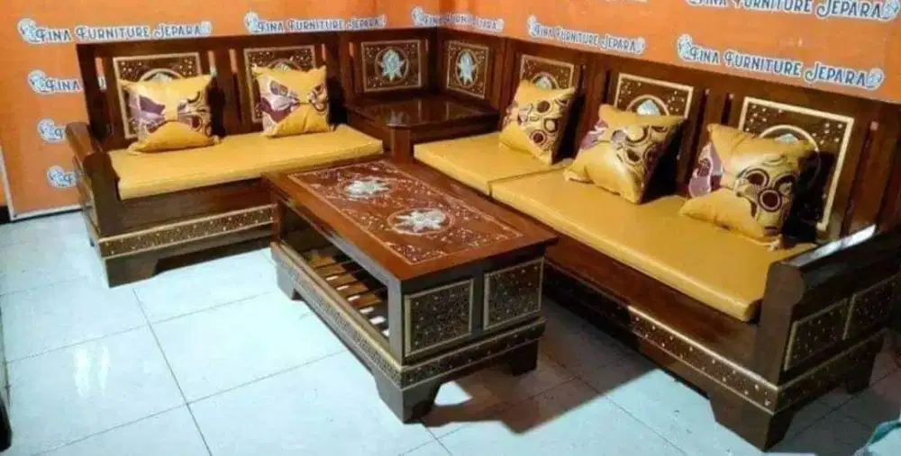 Kursi sudut ukir minimalis jati Jepara