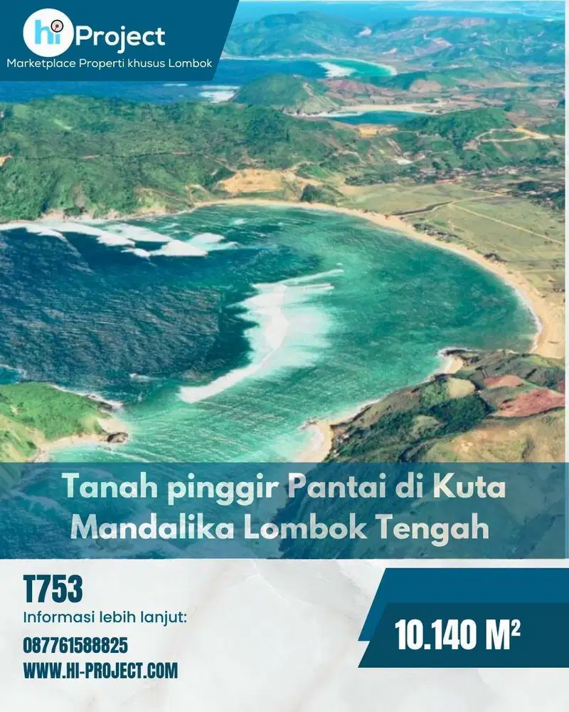 Tanah pinggir Pantai Are Guling Kuta Lombok Tengah T753
