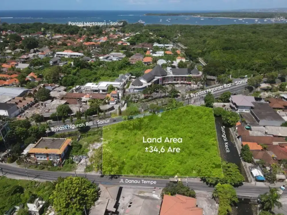 TANAH SEWA SANUR JALAN UTAMA BYPASS TEMBUS DANAU TEMPE