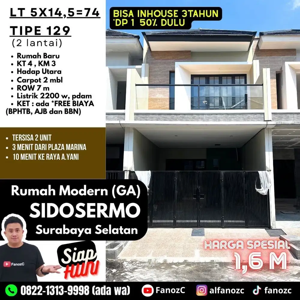 rumah sidosermo surabaya, rumah modern minimalis, jual rumah surabaya, rumah baru