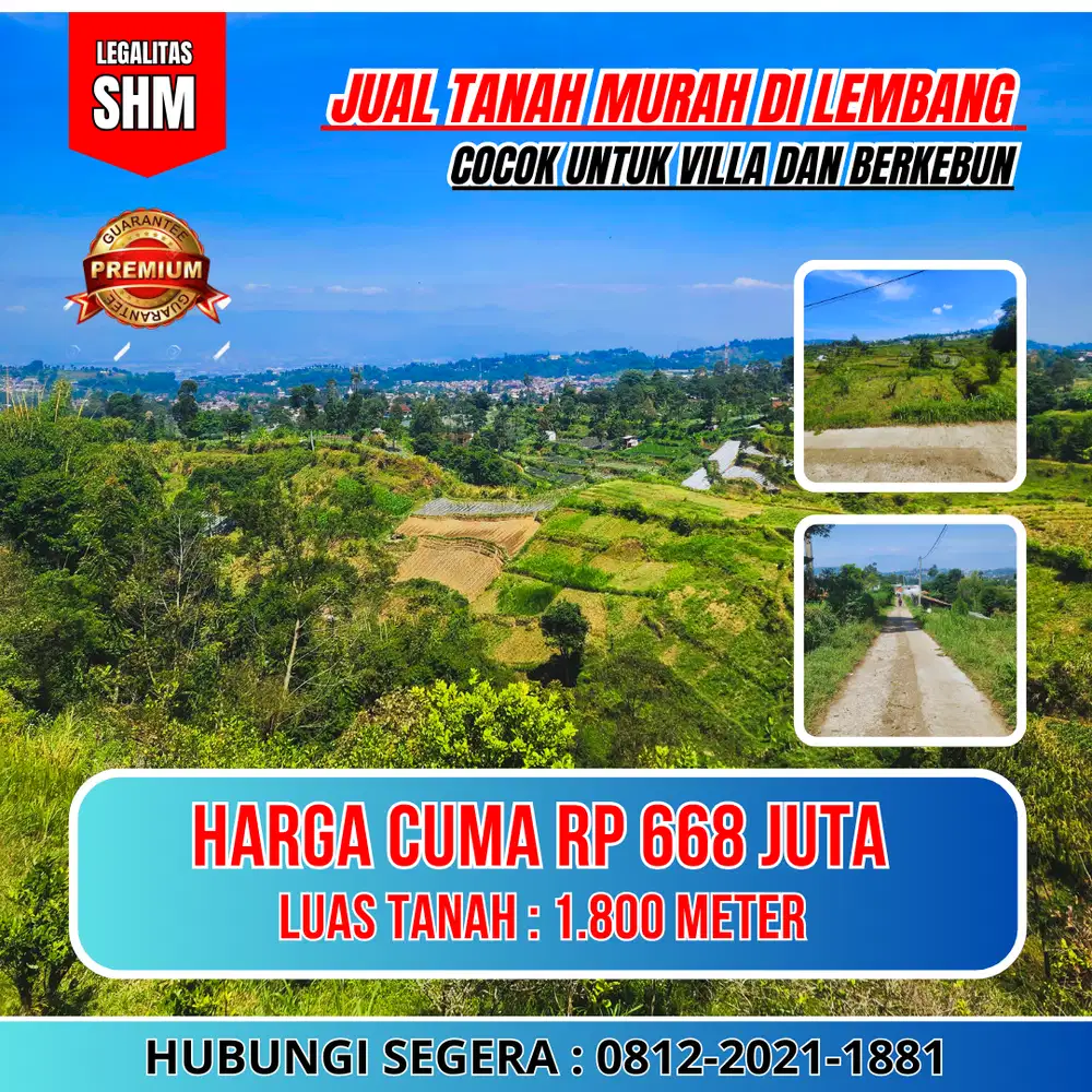 Tanah murah di Lembang cocok untuk Villa dan Kebun
