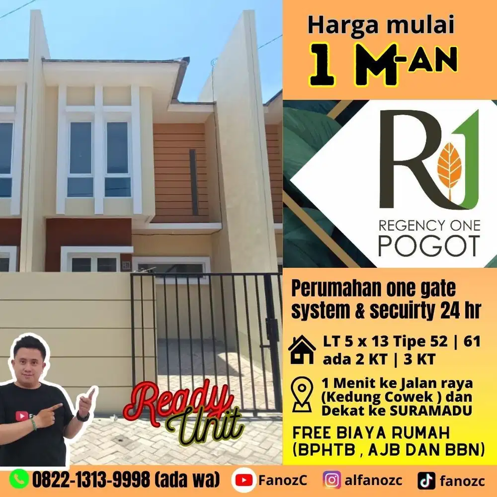 jual rumah surabaya utara, rumah modern, regency one pogot, perumahan siap huni