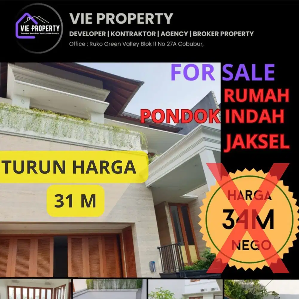 RUMAH MEWAH DI PONDOK INDAH JAKSEL SIAP HUNI KOLAM RENANG