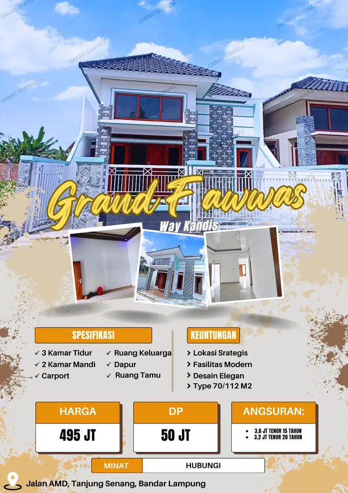 DI JUAL RUMAH 3 KAMAR DI WAY KANDIS DEKAT POLSEK TANJUNG SENANG