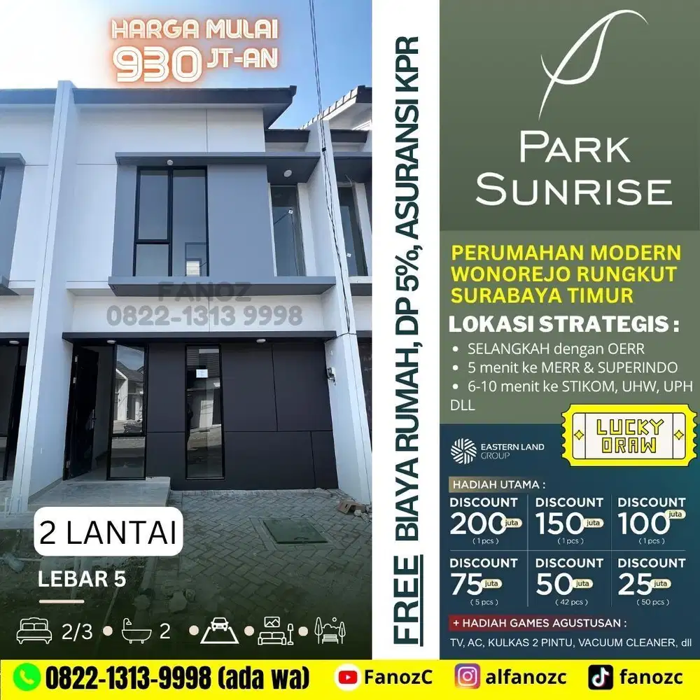 Park Sunrise Surabaya, Rumah Modern 2 Lt, Rumah Surabaya, Rumah Baru
