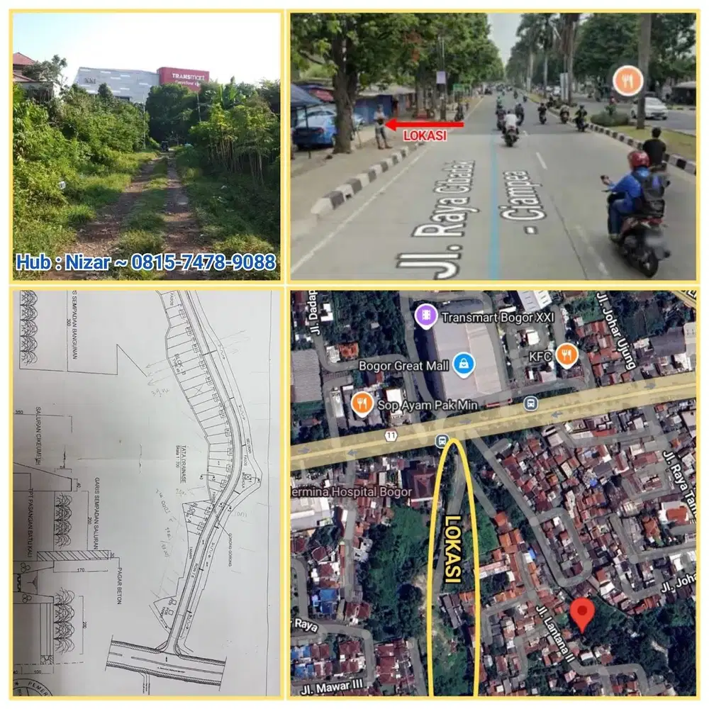 Tanah 1,26 Ha Dijual / Disewakan di seberang Transmart Yasmin Bogor