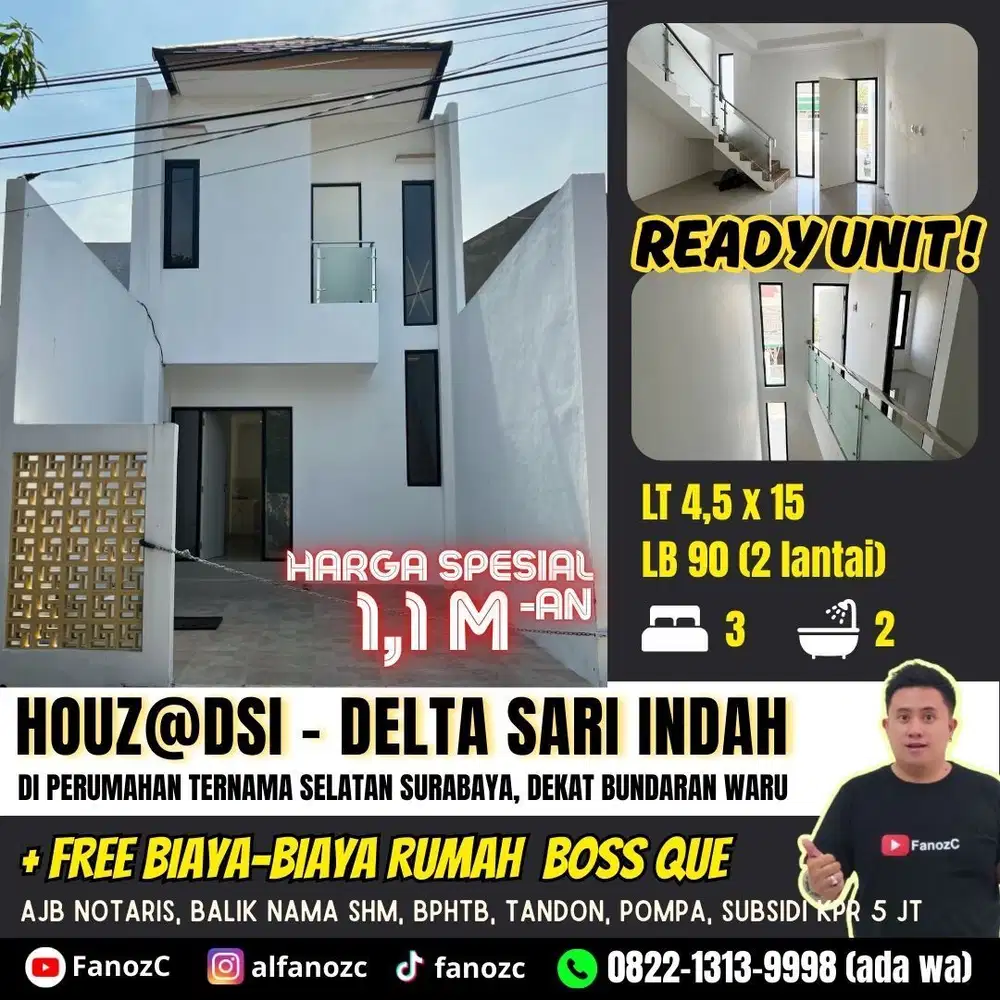 Jual rumah deltasari, perumahan deltasari waru, rumah baru 2 lantai,