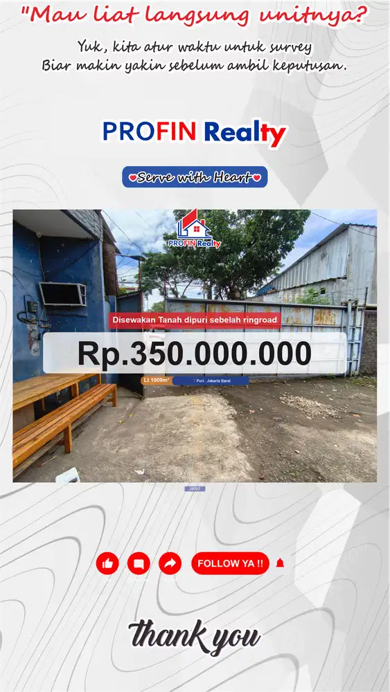 Disewakan Tanah di Sebelah Tol Puri Jakarta Barat Lokasi Strategis