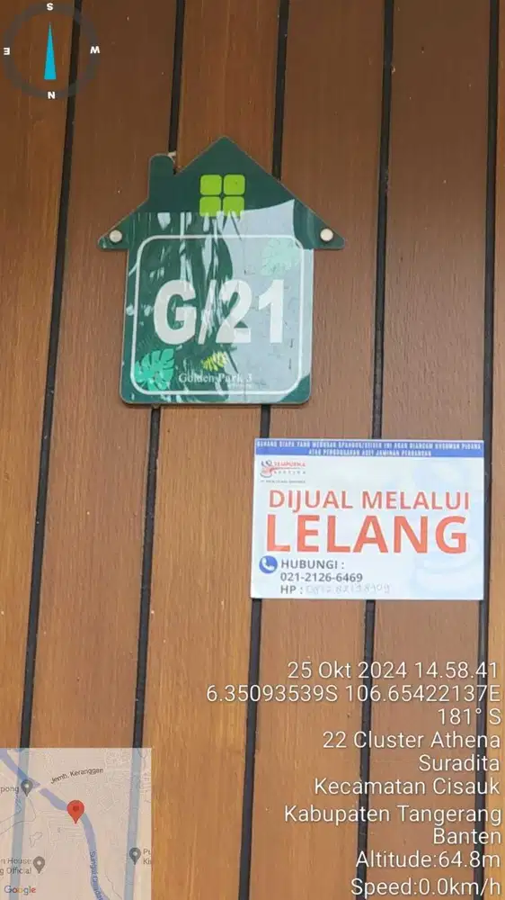 Dilelang rumah komplek Golden Park 3, Tangerang, Banten