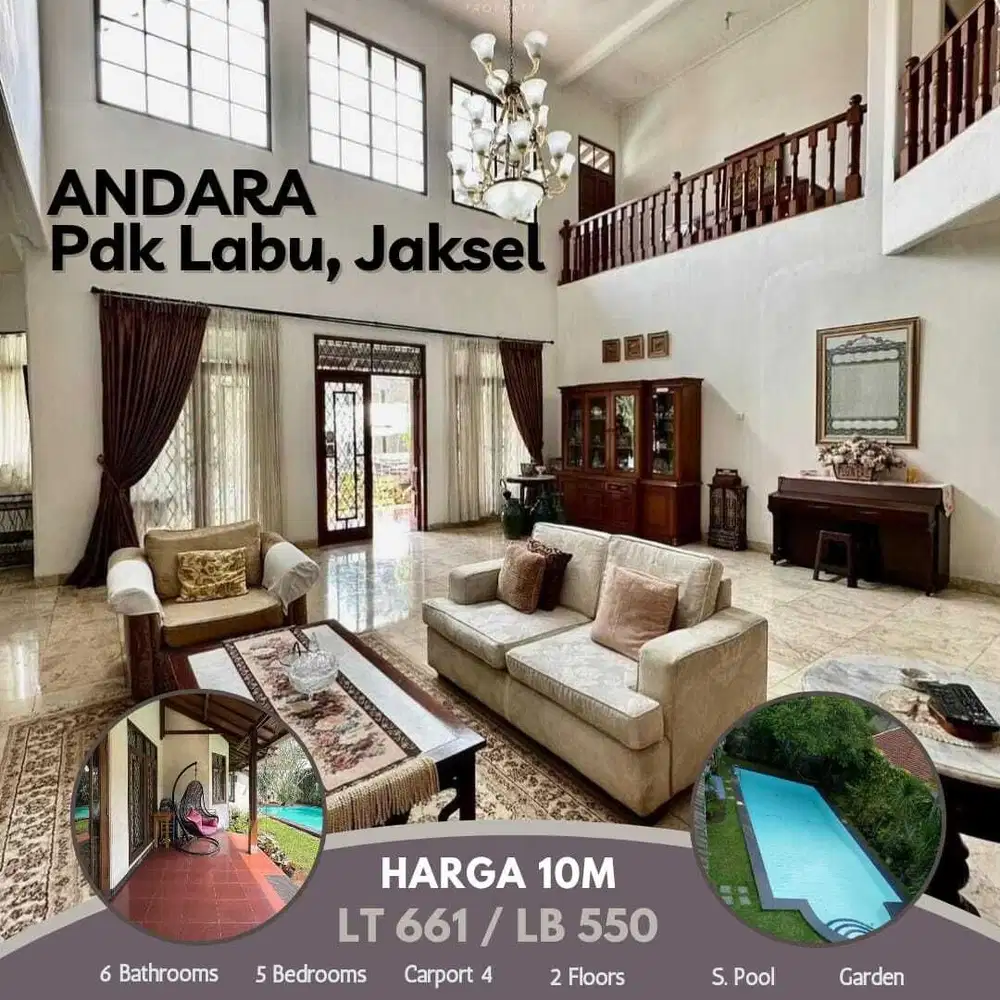 Rumah asri dan nyaman dengan private pool, hanya 500m dari exit Tol