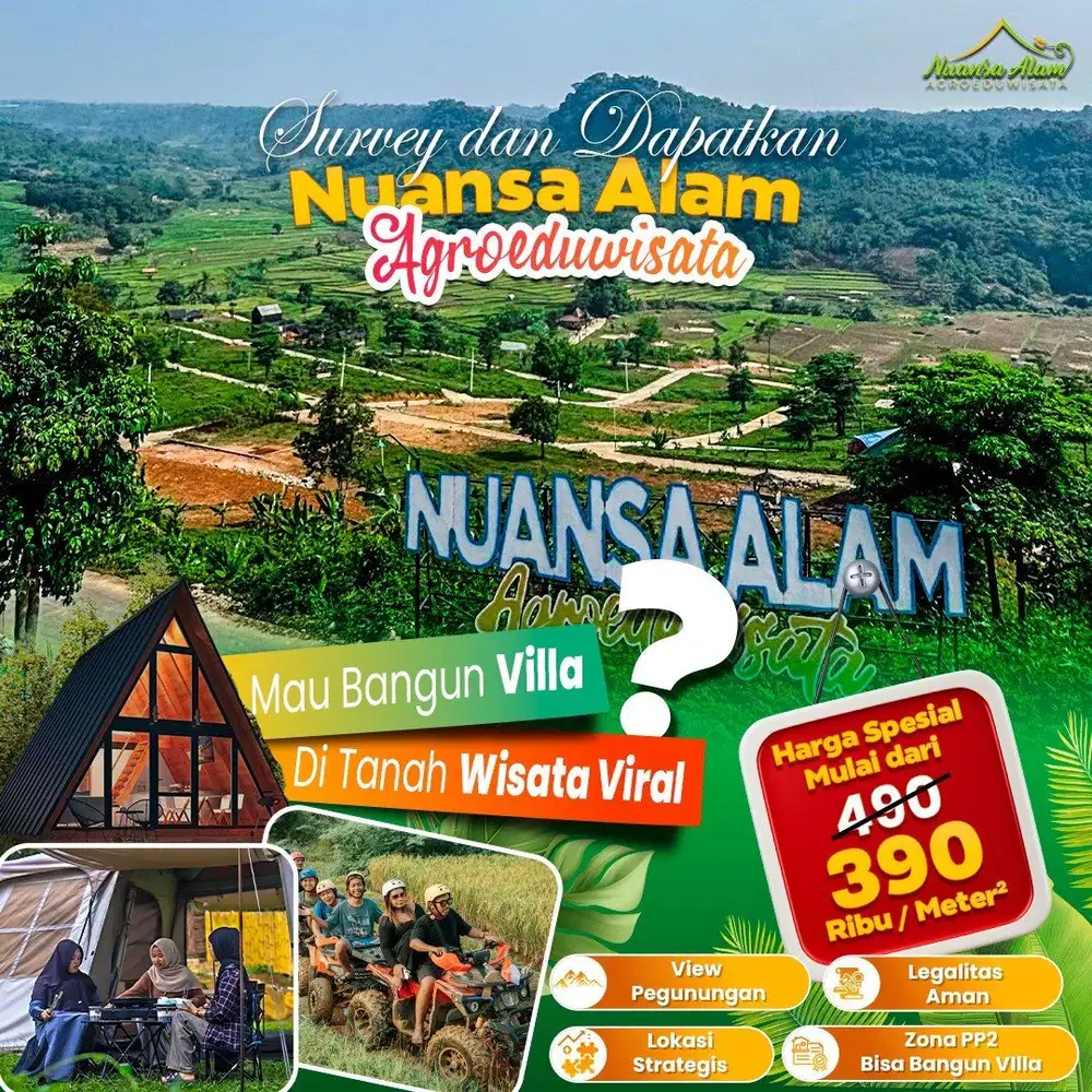 Dijual tanah murah legalitas SHM View pegunungan dan persawahan asri