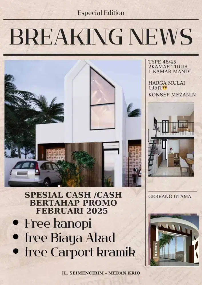 Rumah di Purwo Residence di seimencirim  Medan Krio